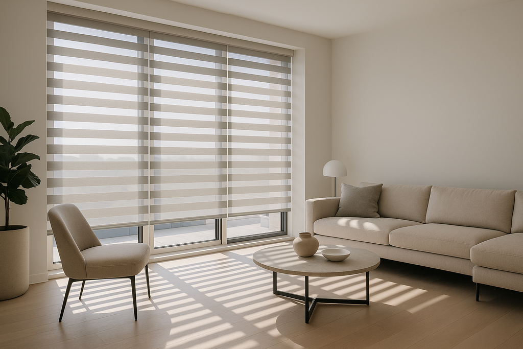 Nuestra Sheer Elegance combina franjas traslúcidas y opacas para que controles fácilmente la entrada de luz y el nivel de privacidad de tu espacio. Moderna, versátil y sofisticada, es la favorita para salas y oficinas. Disfruta de ambientes llenos de estilo con el toque que tu hogar merece.