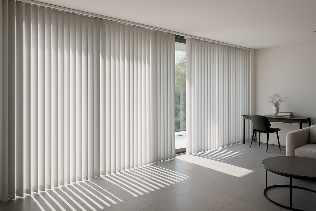 Persianas verticales son la solución ideal para cubrir ventanales de gran tamaño, ofreciendo control total de luz y privacidad. Con variedad de colores y texturas, se adaptan a oficinas, salas y espacios modernos que requieren versatilidad sin perder estilo